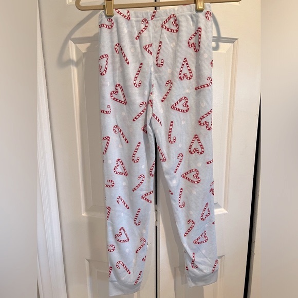 NWT- 2 Pc XMas PJ Set❤️ Lt Blue w Candy Cane Hearts , Long Pants & Henley Top - Picture 8 of 12